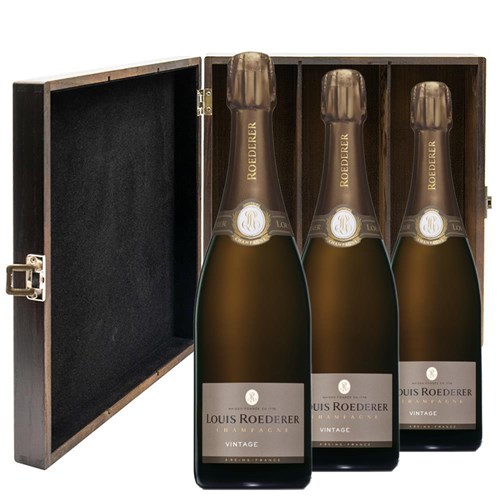 Louis Roederer Brut Vintage 2015 75cl Treble Elm Wood Gift Boxed Champagne (3x75cl)